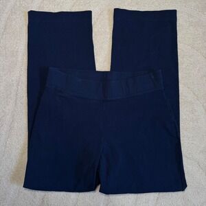 Lands End Starfish Straight Leg Pants Navy Blue Knit Pull On Women M 10-12 comfy